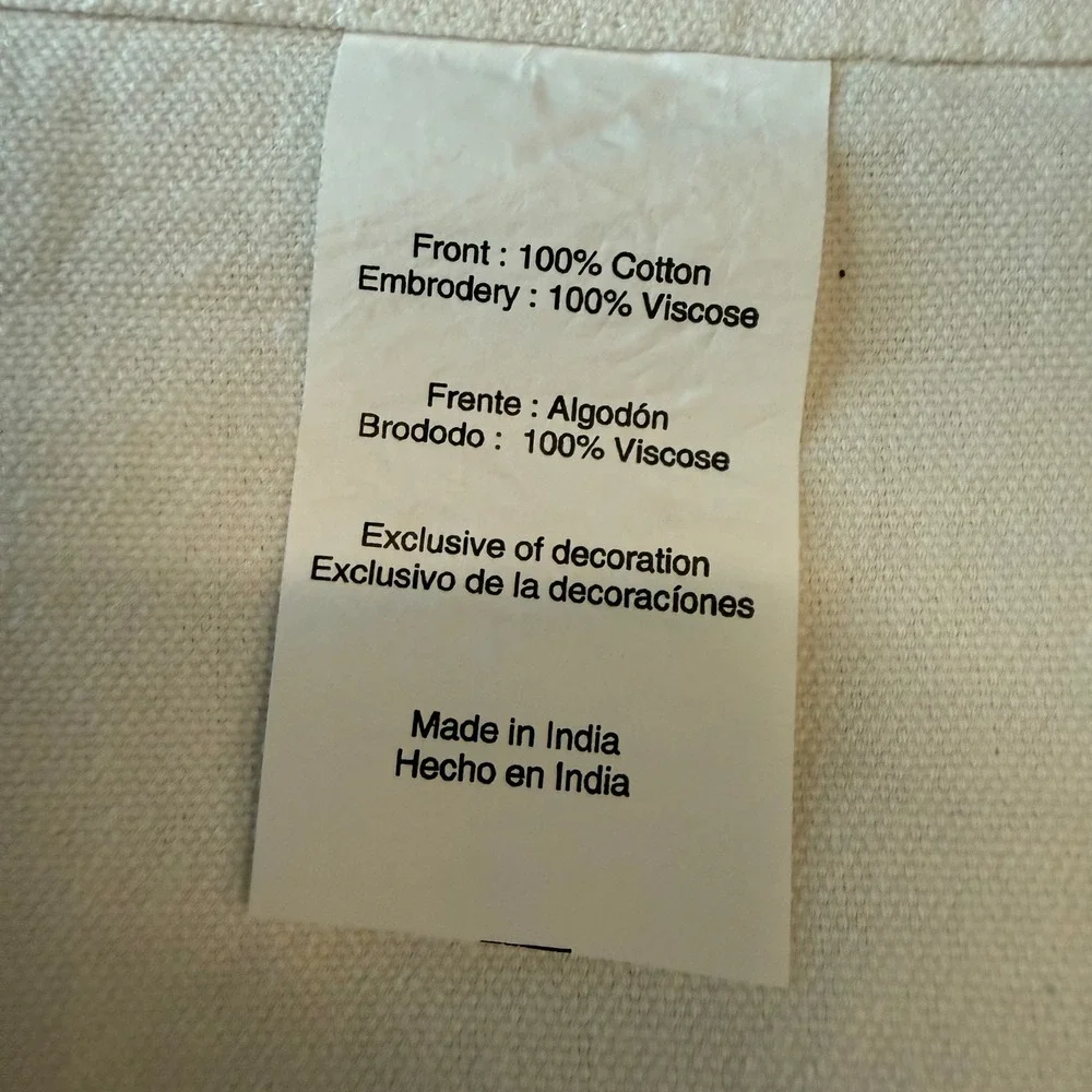 Set of 3 Floral Embroidered Cotton Napkins Cream Pink Gold 17x19 Made in India